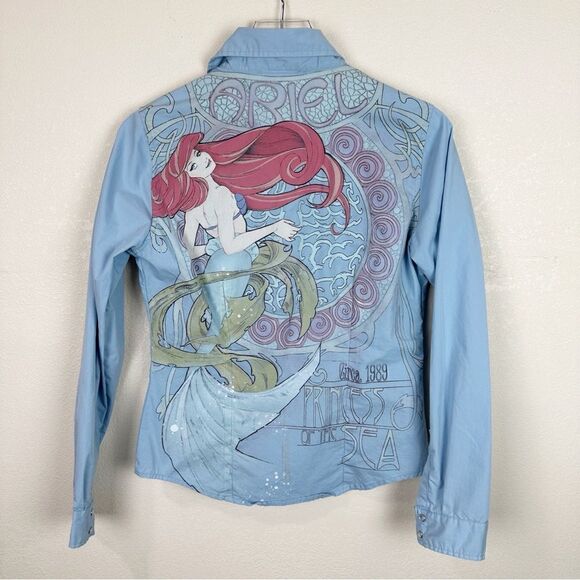 Disney Tops - Disney Store Princess Ariel Snap Button Down Blouse Long Sleeve Small Vintage